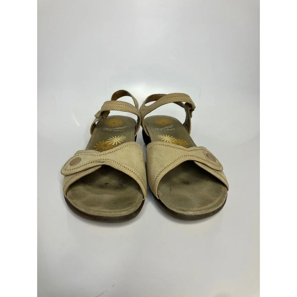 Dansko Sophie Sandals Womens 42 Tan Good Leather‎ Adjustable Straps Floral Wedge